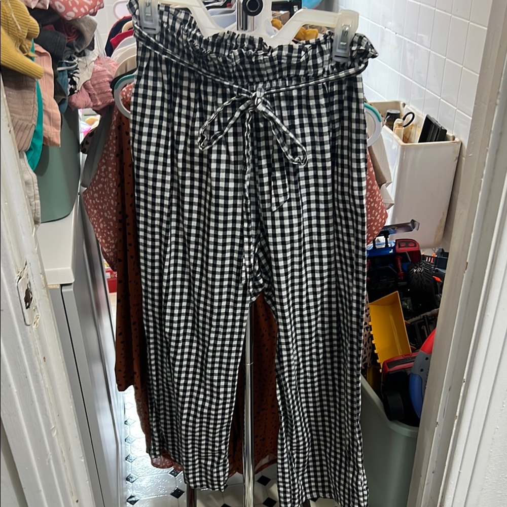 Black and White Gingham Women's Pants